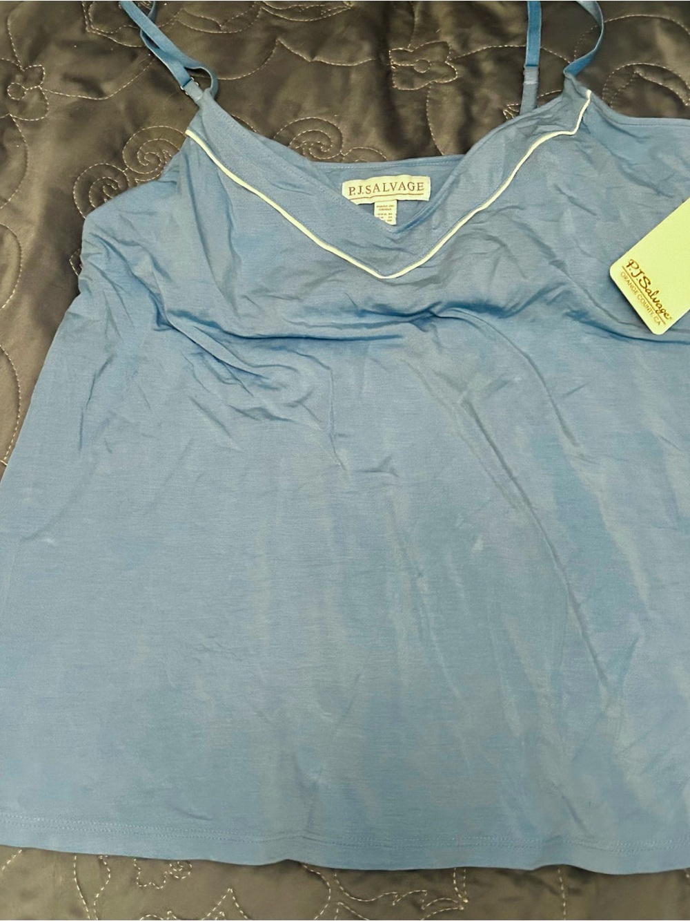 PJ Salvage Blue Spaghetti Strap Cami with White Trim